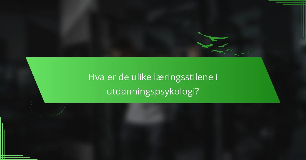 Hva er de ulike læringsstilene i utdanningspsykologi?