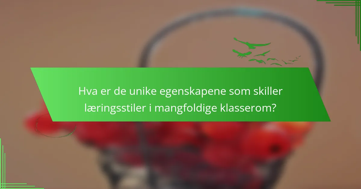 Hva er de unike egenskapene som skiller læringsstiler i mangfoldige klasserom?
