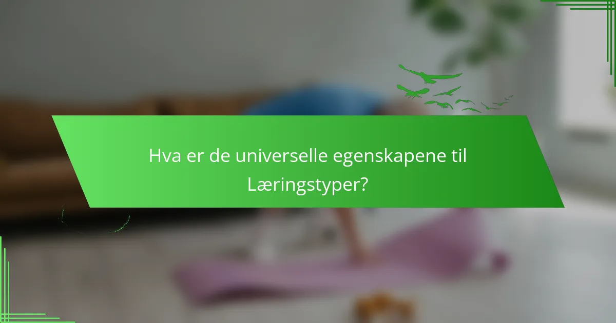 Hva er de universelle egenskapene til Læringstyper?
