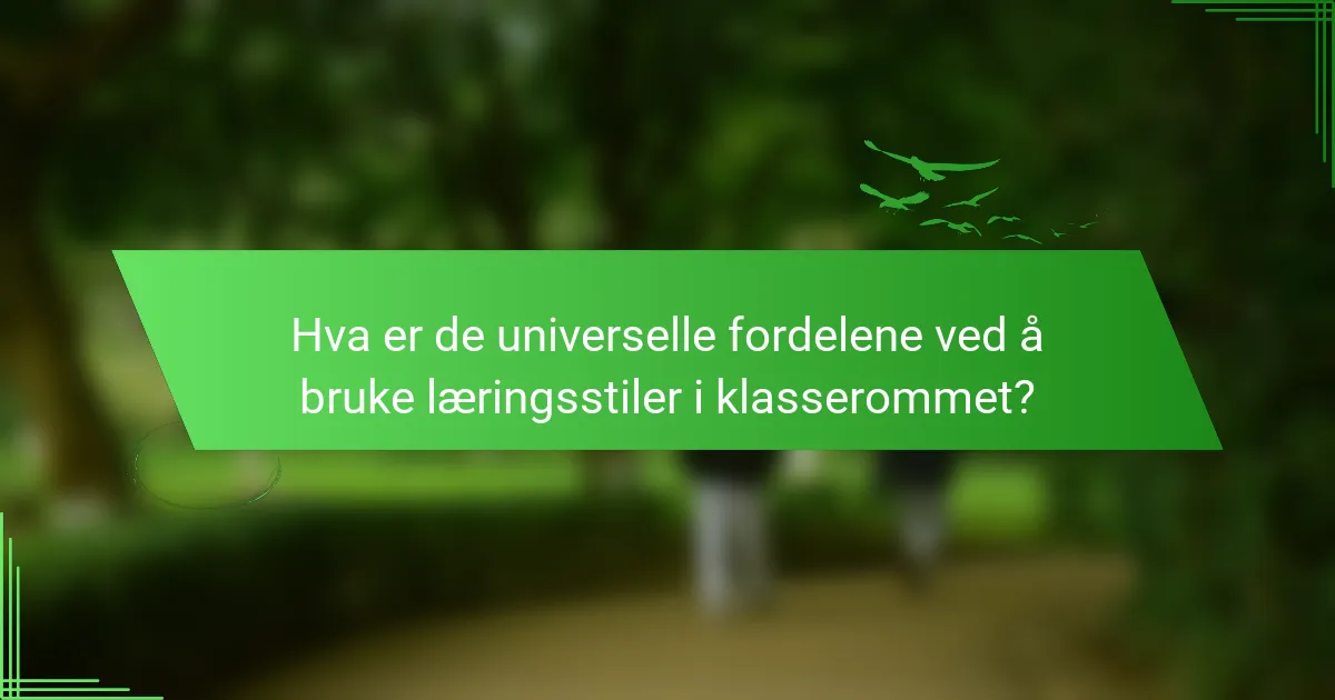 Hva er de universelle fordelene ved å bruke læringsstiler i klasserommet?