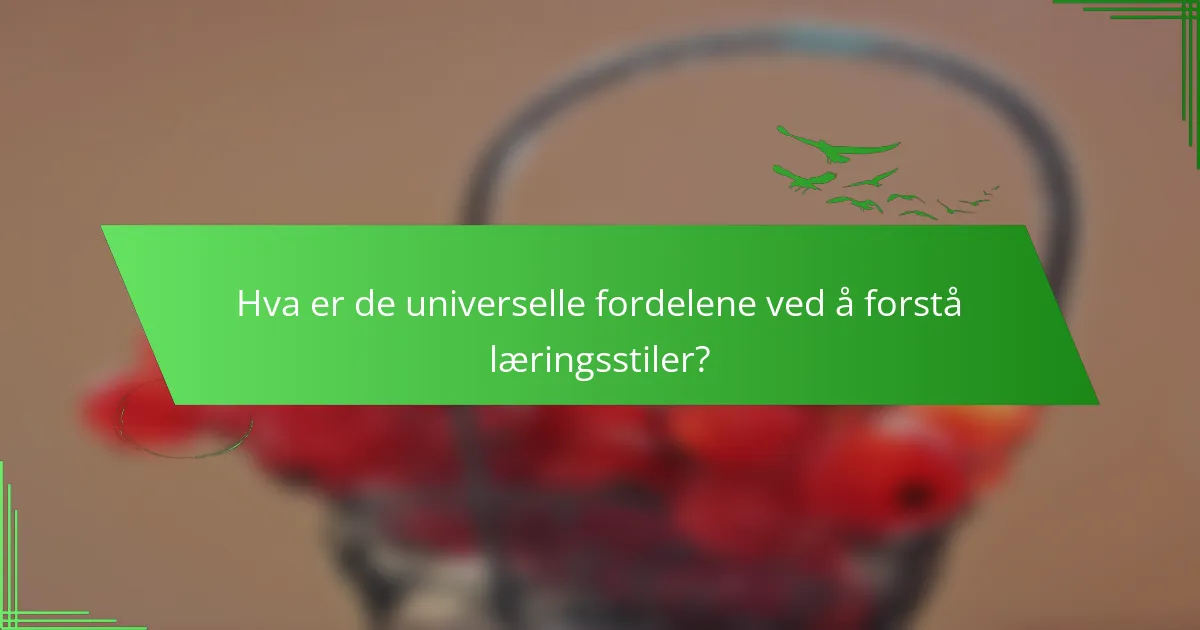 Hva er de universelle fordelene ved å forstå læringsstiler?
