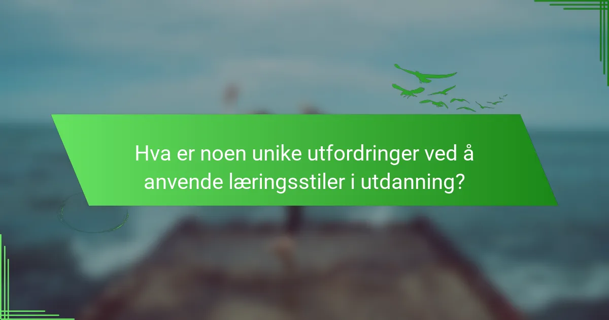 Hva er noen unike utfordringer ved å anvende læringsstiler i utdanning?