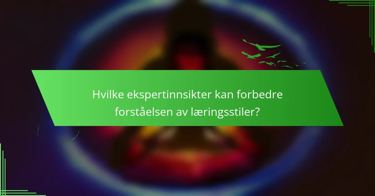 Hvilke ekspertinnsikter kan forbedre forståelsen av læringsstiler?