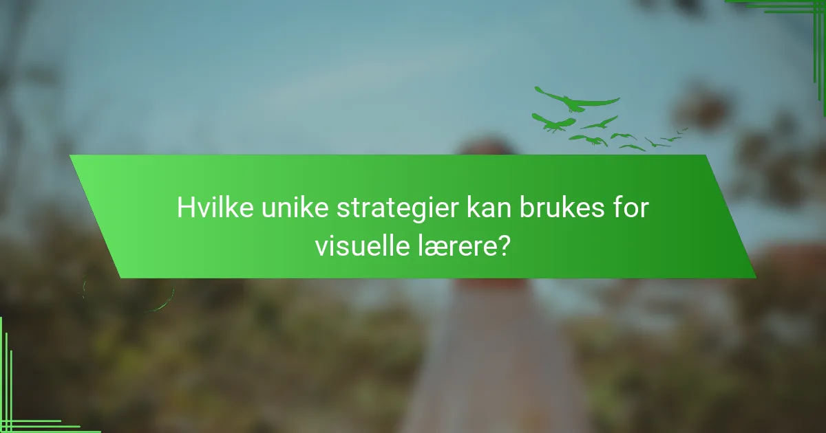 Hvilke unike strategier kan brukes for visuelle lærere?