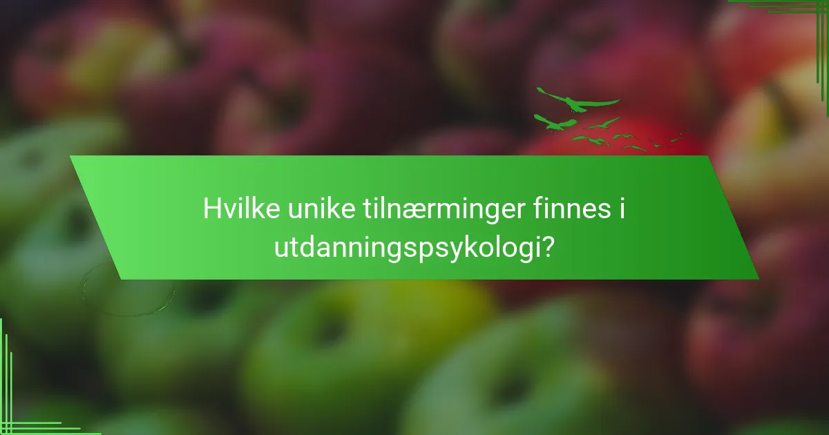 Hvilke unike tilnærminger finnes i utdanningspsykologi?