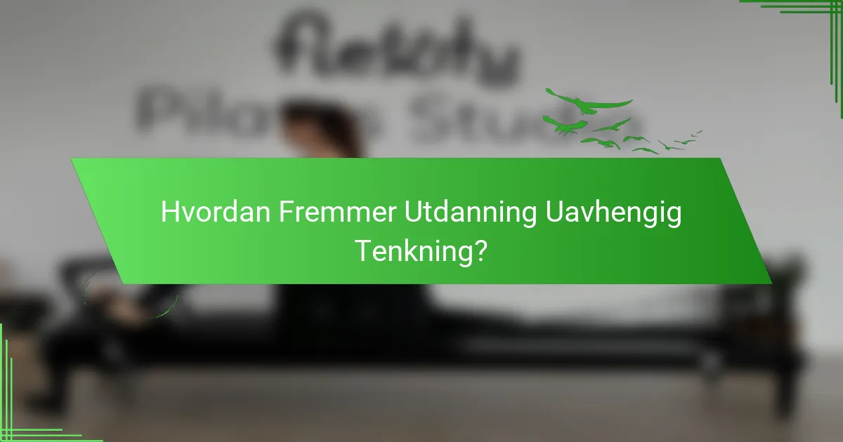 Hvordan Fremmer Utdanning Uavhengig Tenkning?