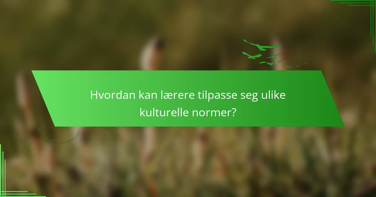 Hvordan kan lærere tilpasse seg ulike kulturelle normer?