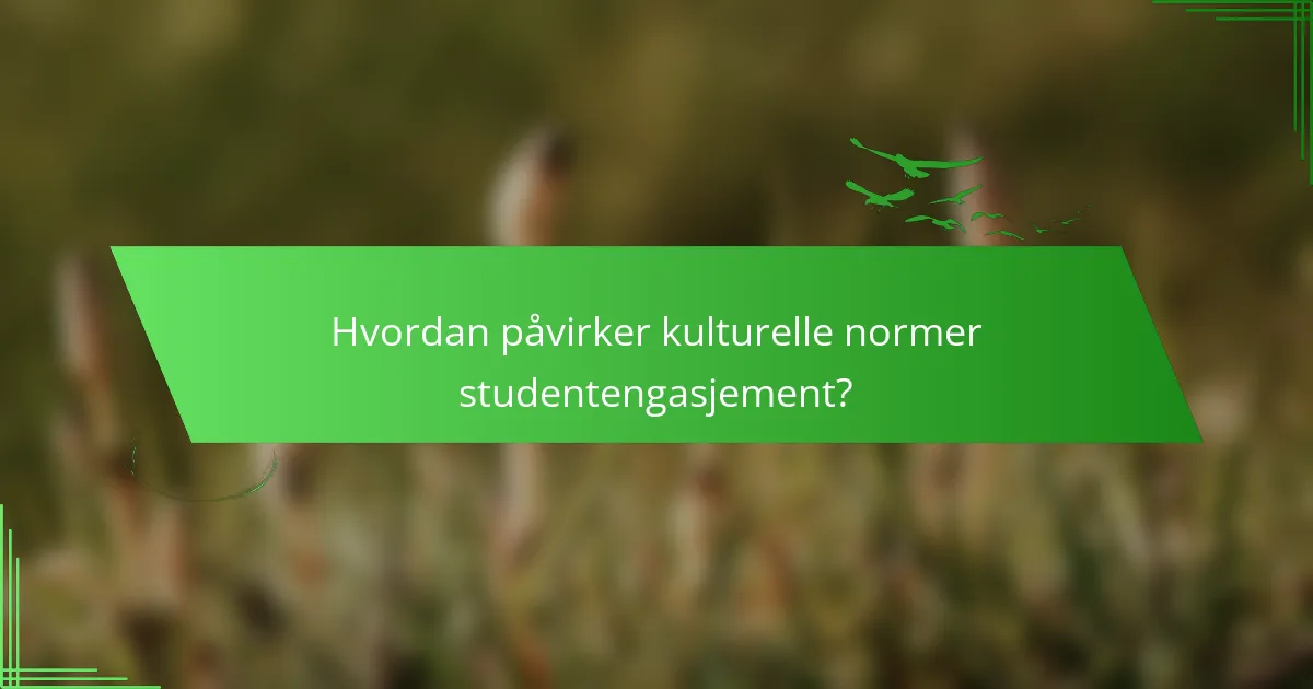 Hvordan påvirker kulturelle normer studentengasjement?